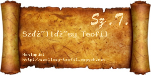 Szőllősy Teofil névjegykártya